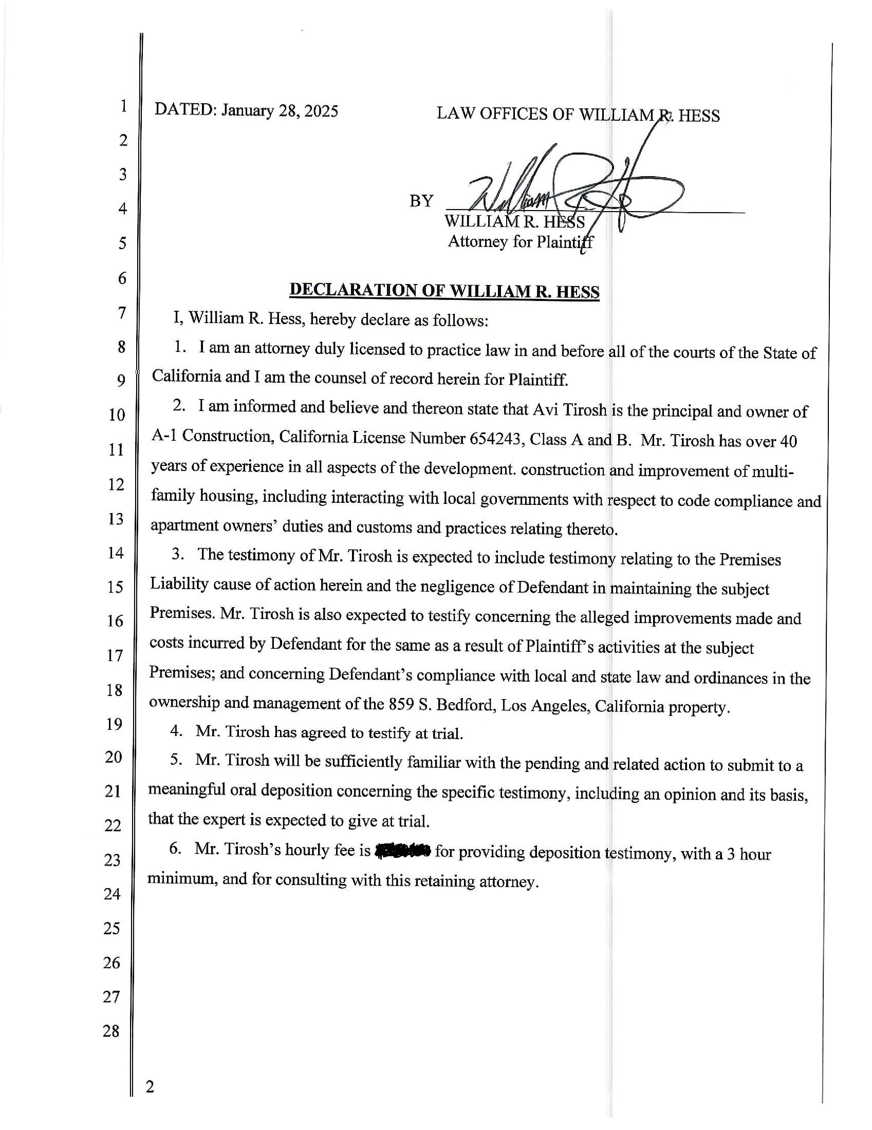 Gottlieb Vs 859 S Bedford LLC - Declaration